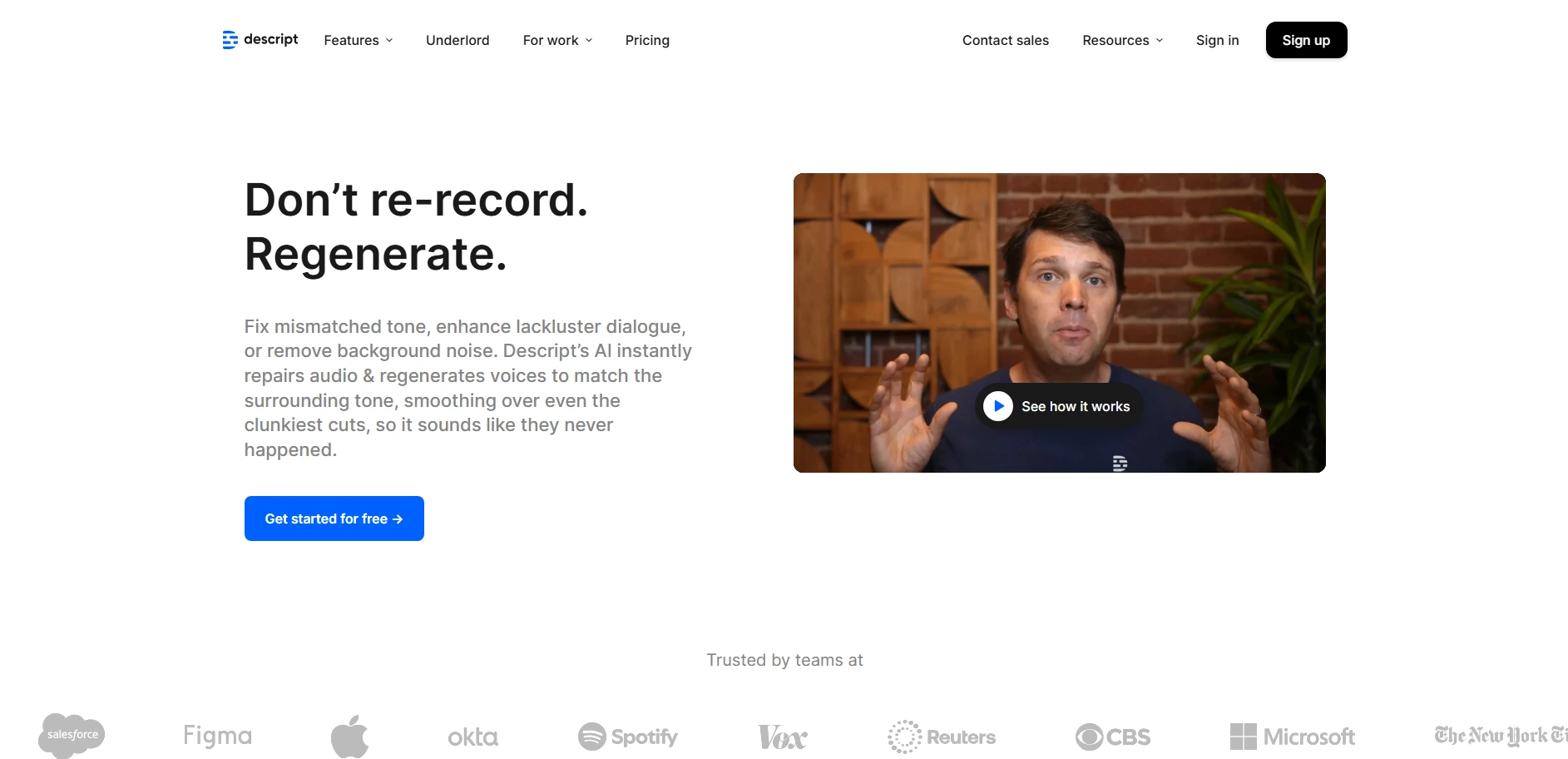 Descript Overdub - Voice & Audio Editing Tools