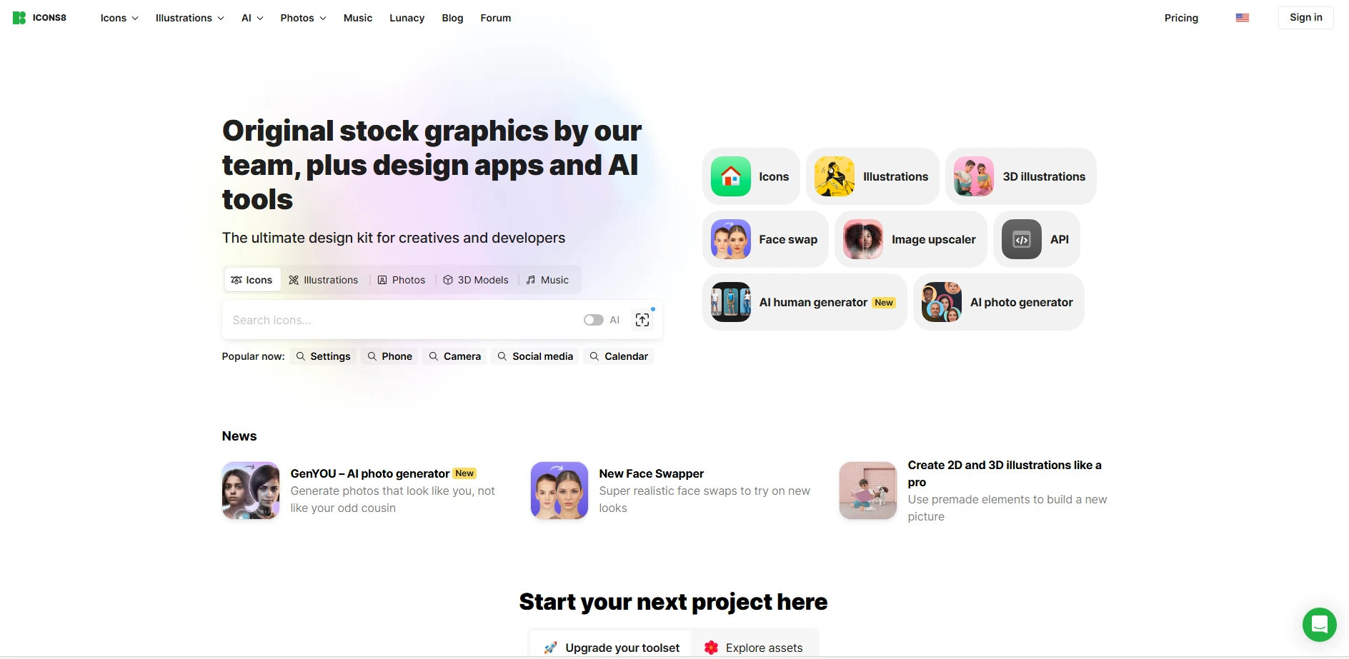 Icons8 AI - Image & Graphic Design Tools