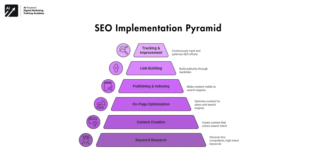 SEO Implementation Pyramid-seo strategy framework